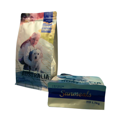 カラフルな湿度防止ジッパーロック アルミウム 熱密封 平底包装袋 猫犬 ペット食品 スナック トリートメント